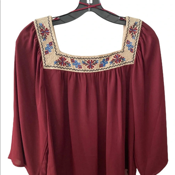 Flying Tomato Red Boho Chic Loose Fit Red Short Sleeves Small Top - Picture 7 of 7